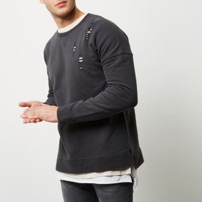 Black distressed sweatshirt